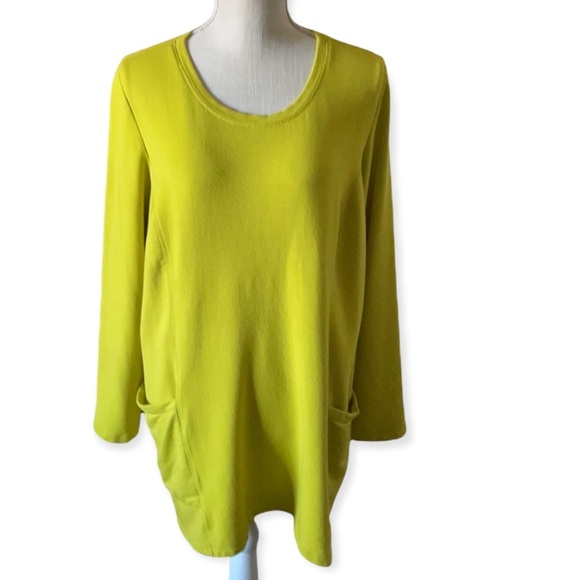 Susan Graver Yellow Scoop Neck Long Sleeve Tunic Top with Matching Scarf SZ: XL - Picture 5 of 8